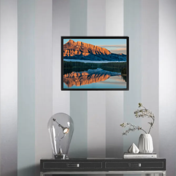 Framed Wall Art Mirror Lake Canvas